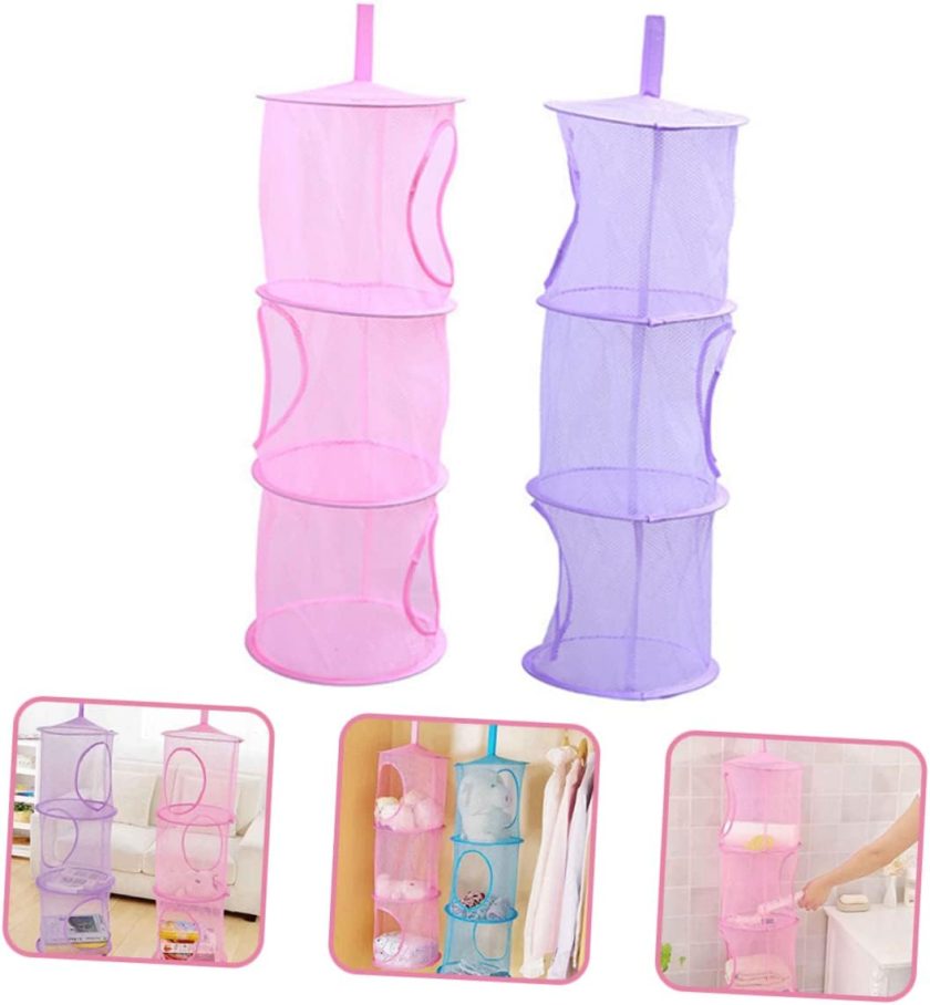 2Pcs Folding Clothes Drying Basket Breathable Clothes Drying Hanger for Socks and Space Saving Laundry Organizer