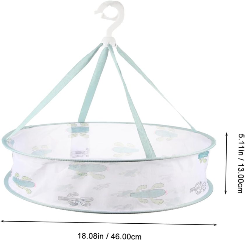 1Pc Foldable Clothes Drying Basket Lightweight Hanging Laundry Basket for Efficient Drying for Home Use Compact Design Green - Image 2