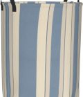 Blue Beige Stripe Laundry Basket Foldable Waterproof Laundry Hamper Clothes Storage Bin With Handles Oxford Cloth Toy Organizer Basket For Bathroom Laundry Bedroom Small - Image 2