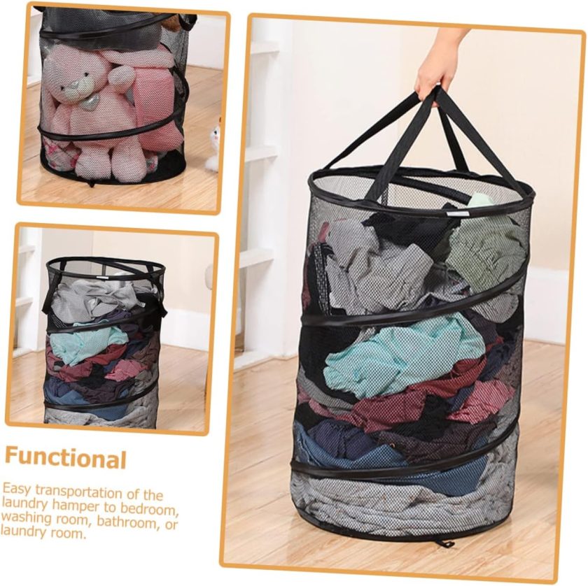 Capacity Foldable Mesh Laundry Basket for Dirty Clothes Collapsible Clothing Storage Bin for Home Dorm Travel Lightweight and Design - Image 2