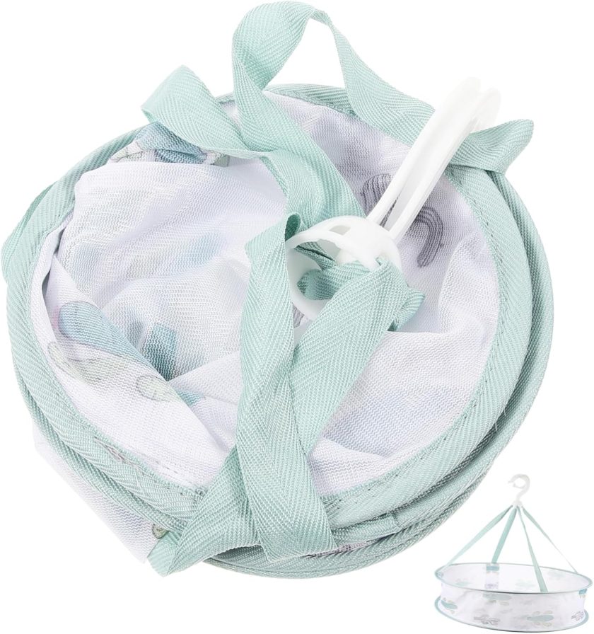 1Pc Foldable Clothes Drying Basket Lightweight Hanging Laundry Basket for Efficient Drying for Home Use Compact Design Green