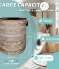 Wood Grain Laundry Basket Foldable With Handles Tree Stump Texture Tote Bag Oxford Cloth Colorful Laundry Hamper Clothes Toy Storage Bucket For Bathroom/Laundry/Bedroom 18.9" x 16.5 " - Image 2