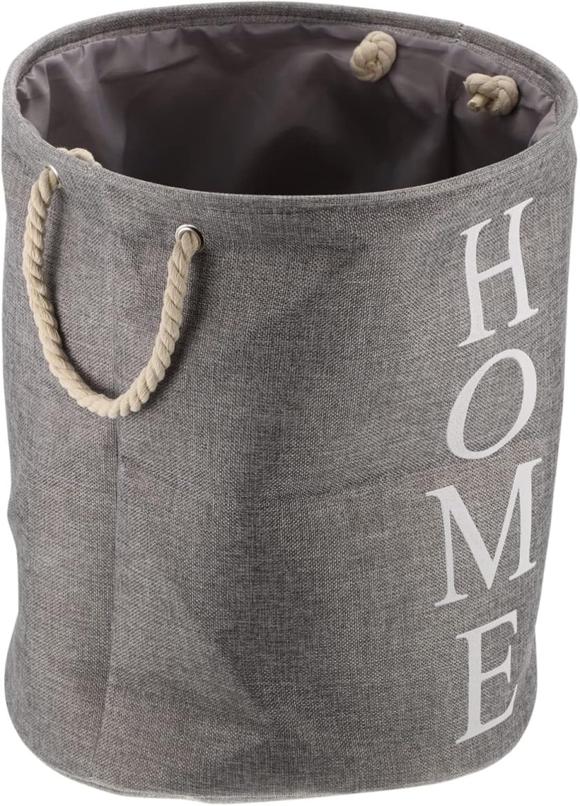 1Pc Foldable Cotton Linen Laundry Basket Dirty Clothes Storage Organizer with Rope Handle Letter Design Versatile Clothes Container for Home Use