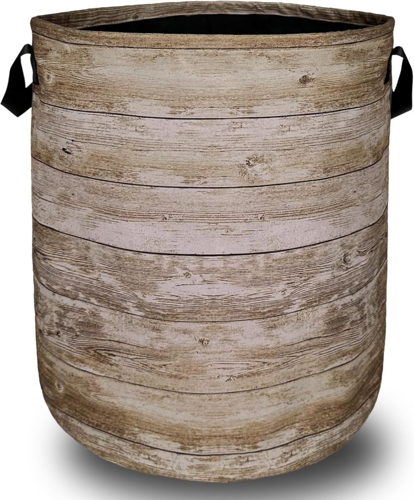 Wood Grain Laundry Basket Foldable With Handles Tree Stump Texture Tote Bag Oxford Cloth Colorful Laundry Hamper Clothes Toy Storage Bucket For Bathroom/Laundry/Bedroom 18.9" x 16.5 "